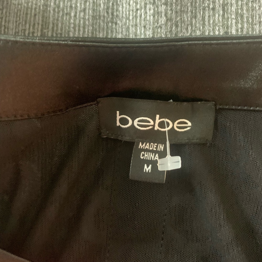 Bebe Mesh Satin Corset Top Black Medium - Picture 12 of 16